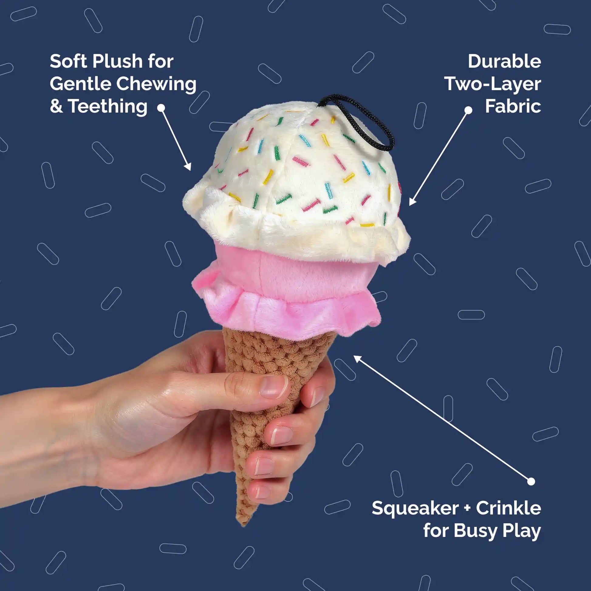 Ice cream plush dog toy