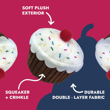 Cupcake plush dog toy