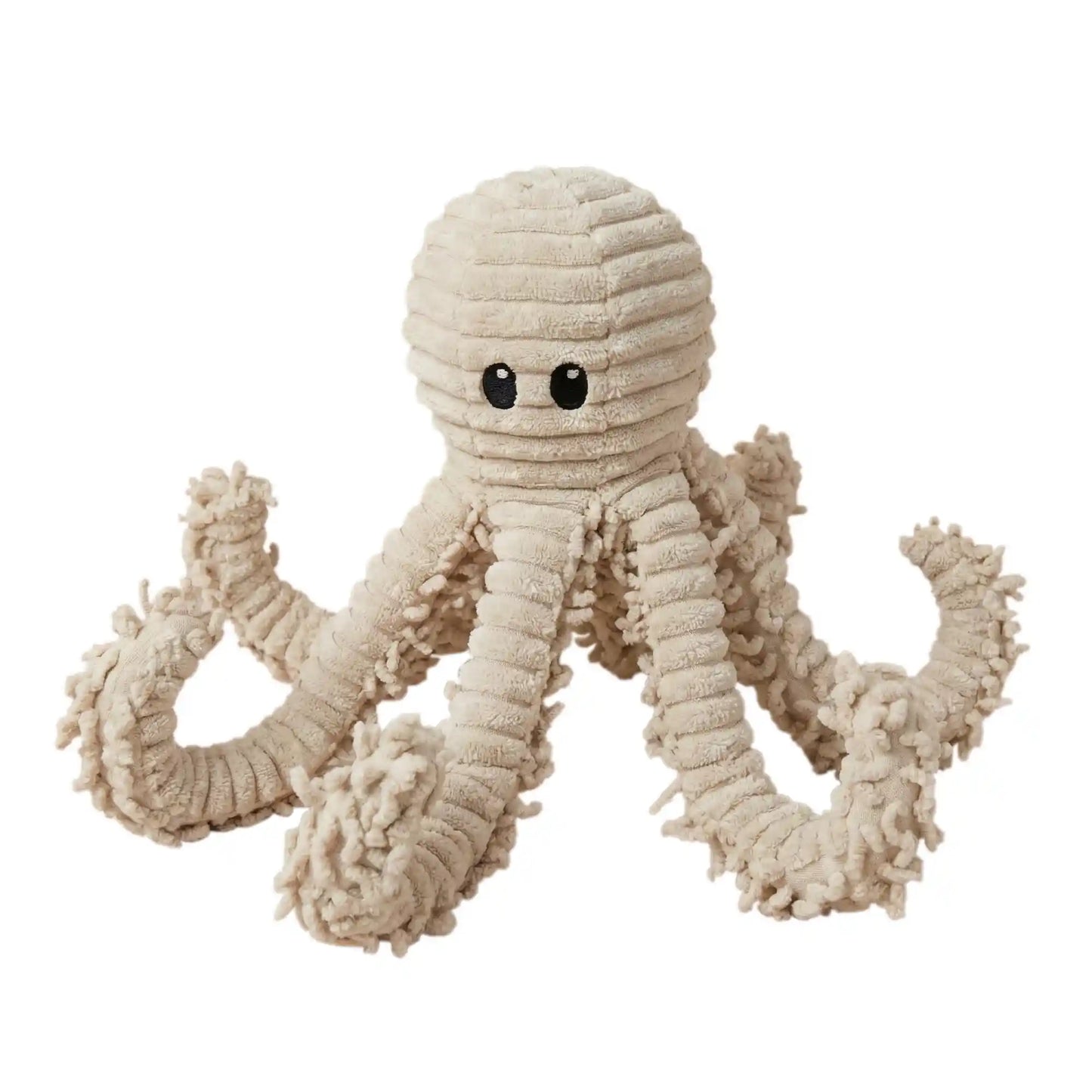PetLou natural nubby plush octopus dog toy with squeaker and crinkle paper
