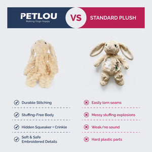 Stuffingless rabbit dog toy