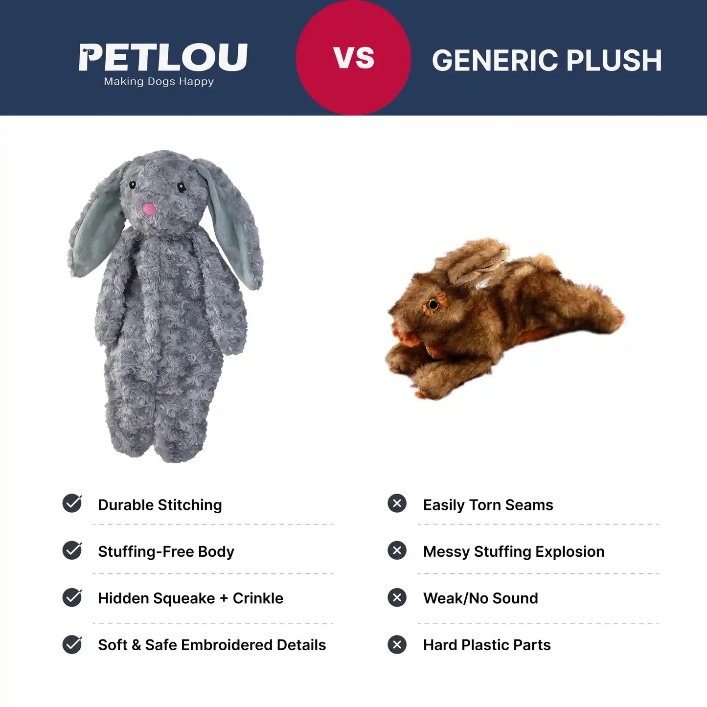 Floppy rabbit dog toy