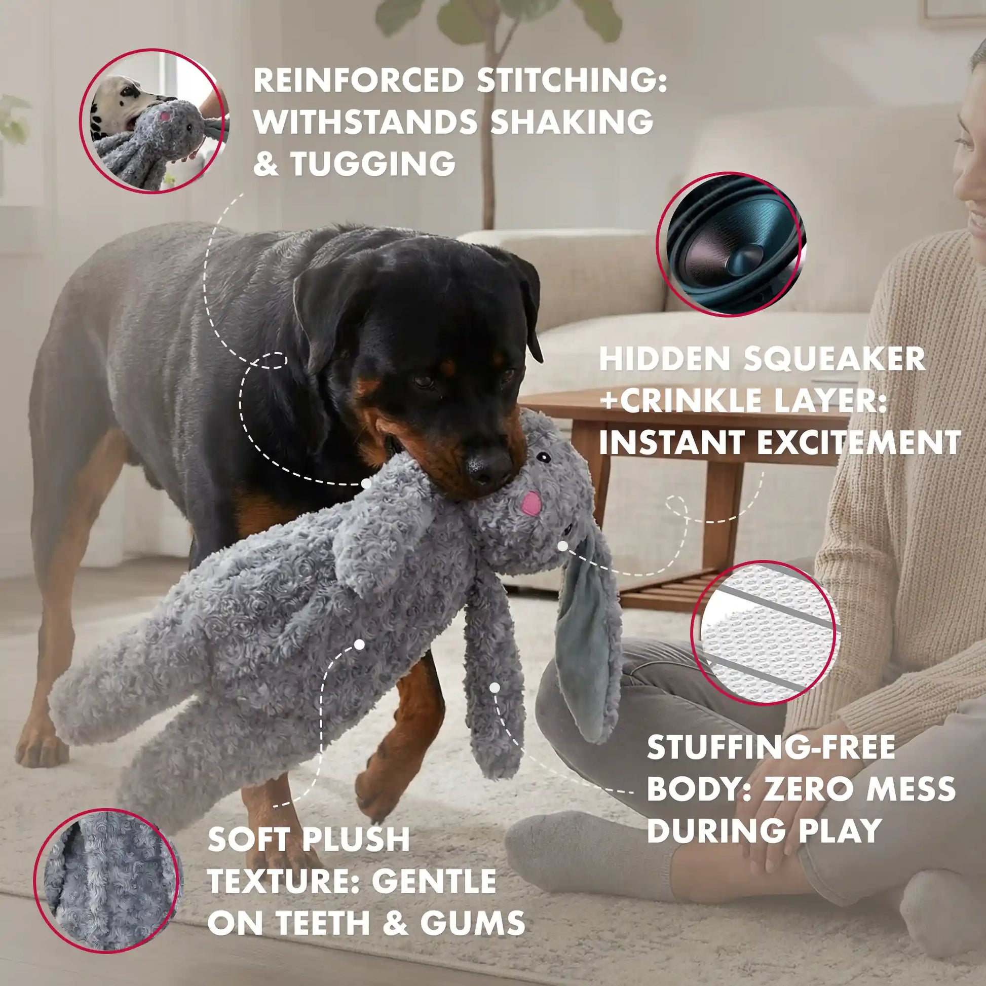 Floppy rabbit dog toy