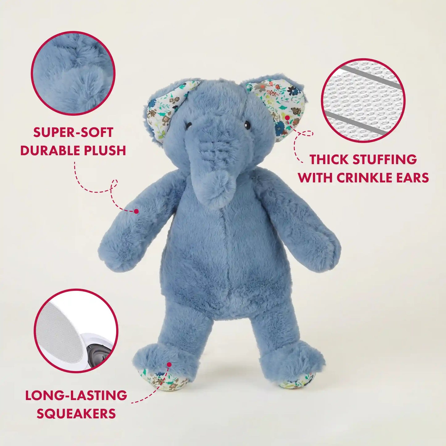 Elephant plush dog toy