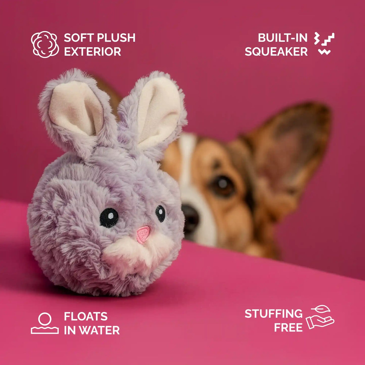 Rabbit squeaky dog ball