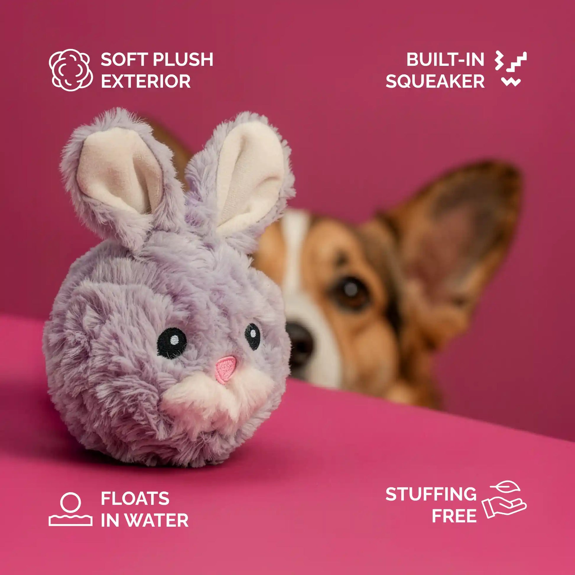 Rabbit squeaky dog ball
