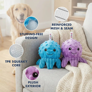 PetLou octopus EZ squeaky ball dog toy 4 inch pack of 6