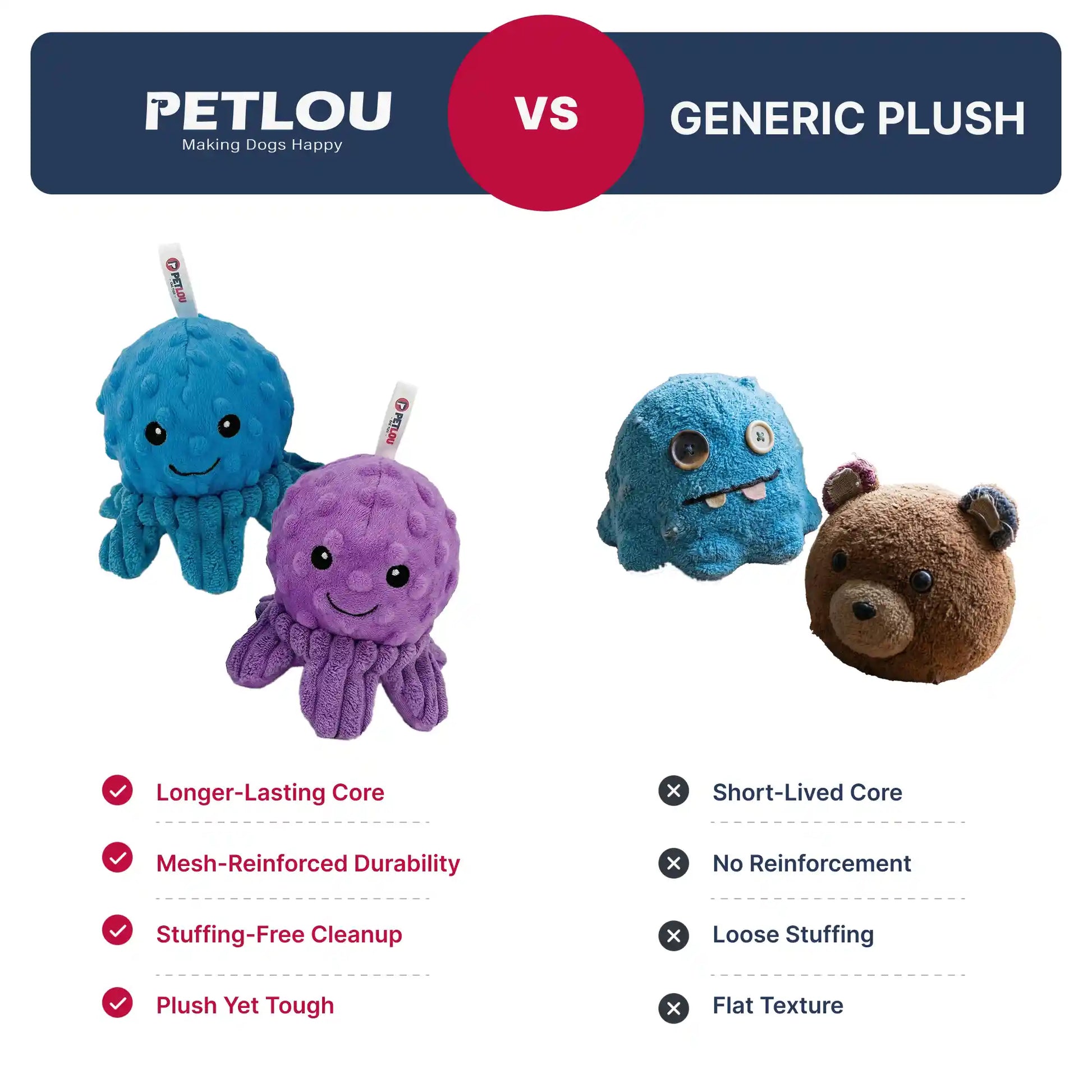 PetLou octopus EZ squeaky ball dog toy 4 inch pack of 8