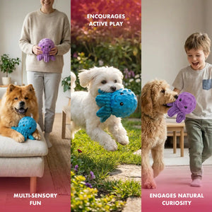 PetLou octopus EZ squeaky ball dog toy 4 inch pack of 7