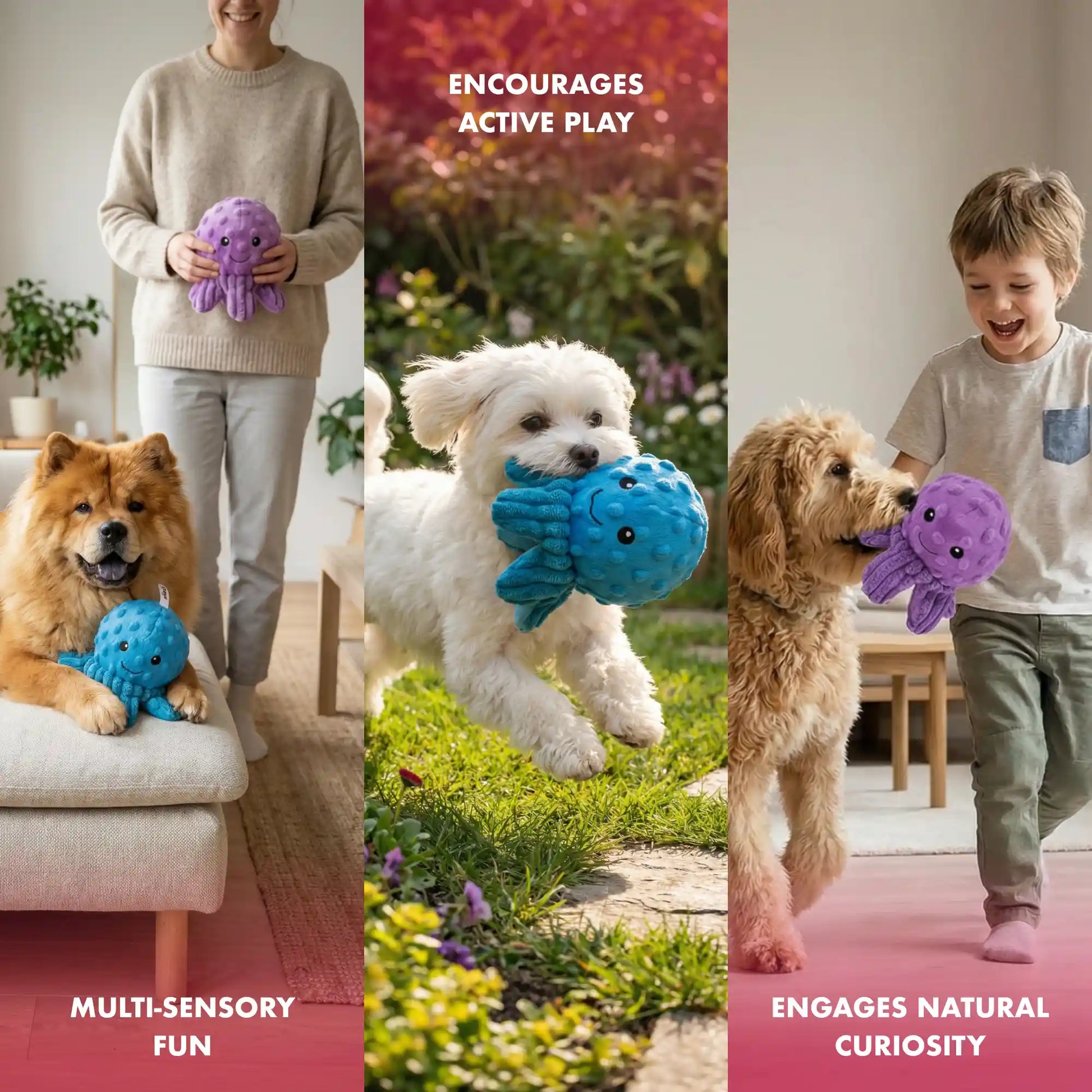 PetLou octopus EZ squeaky ball dog toy 4 inch pack of 7