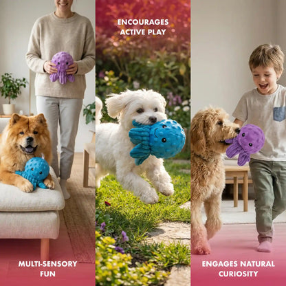 PetLou octopus EZ squeaky ball dog toy 4 inch pack of 7