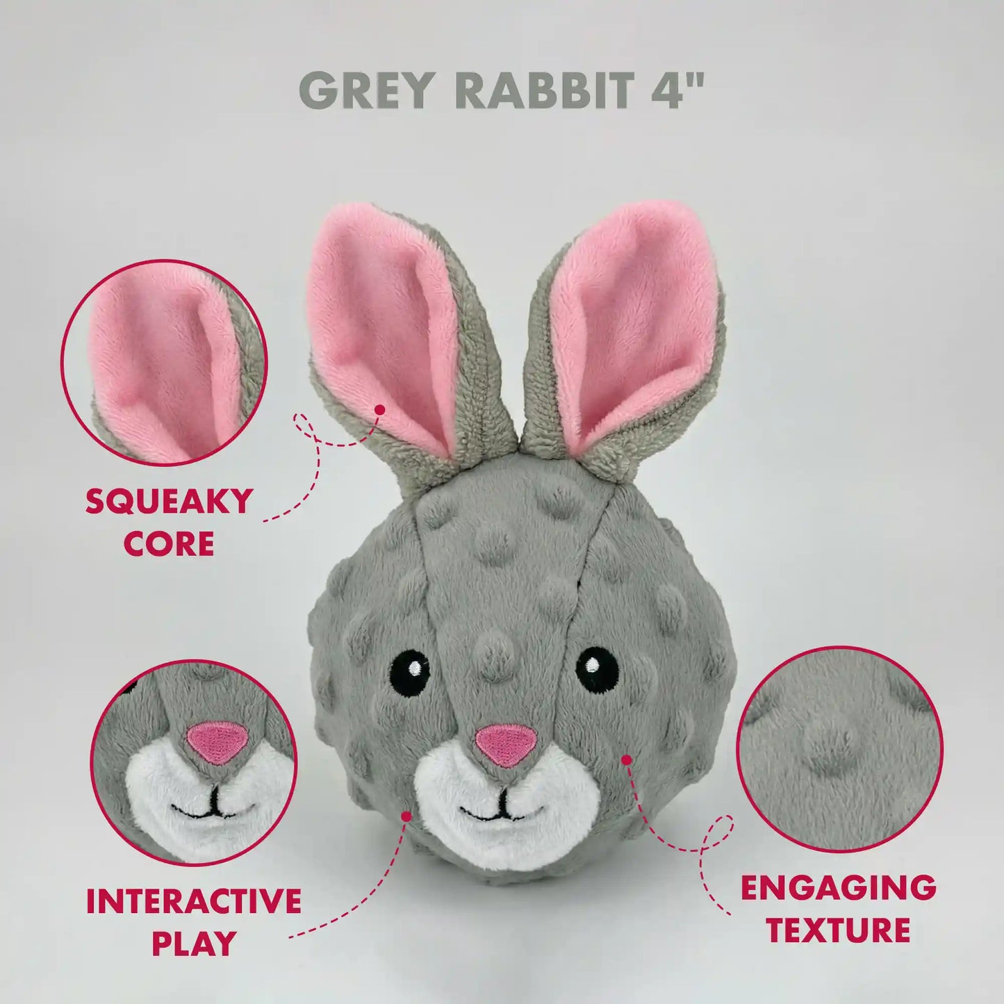 Rabbit squeaky dog ball