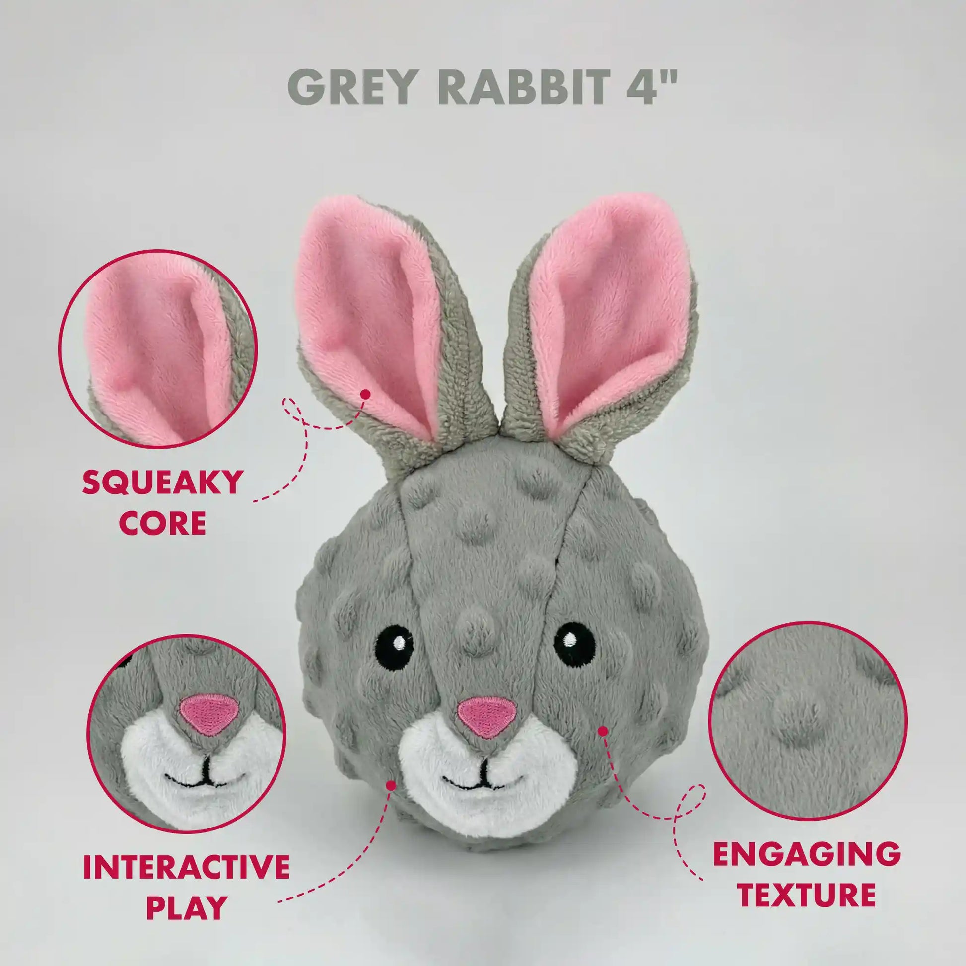 Rabbit squeaky dog ball