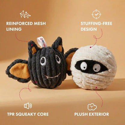 PetLou Batmmy EZ squeaky ball dog toy 4 inch twin pack