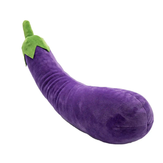 Eggplant plush dog toy