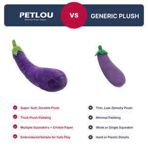 Eggplant plush dog toy