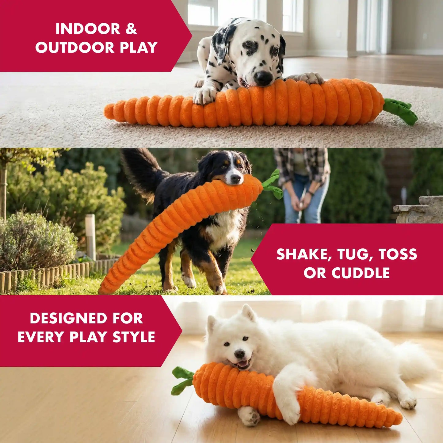 Large carrot dog toy