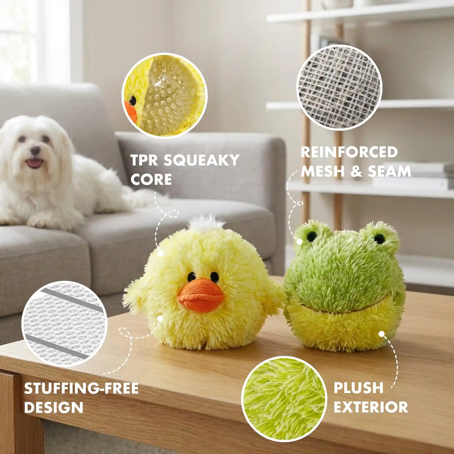 Chick and frog squeaky balls