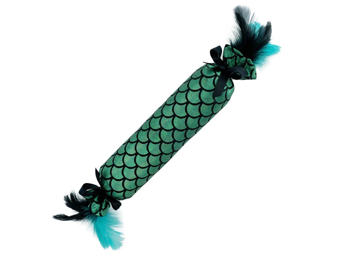 Multipet Mermaid Cat Kickers Cat Toy, 12-Inch Catnip & Crinkle Kicker with Feathers