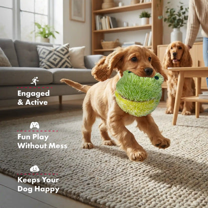 PetLou EZ Squeaky Frog Plush Ball Dog Toy, 4-Inch