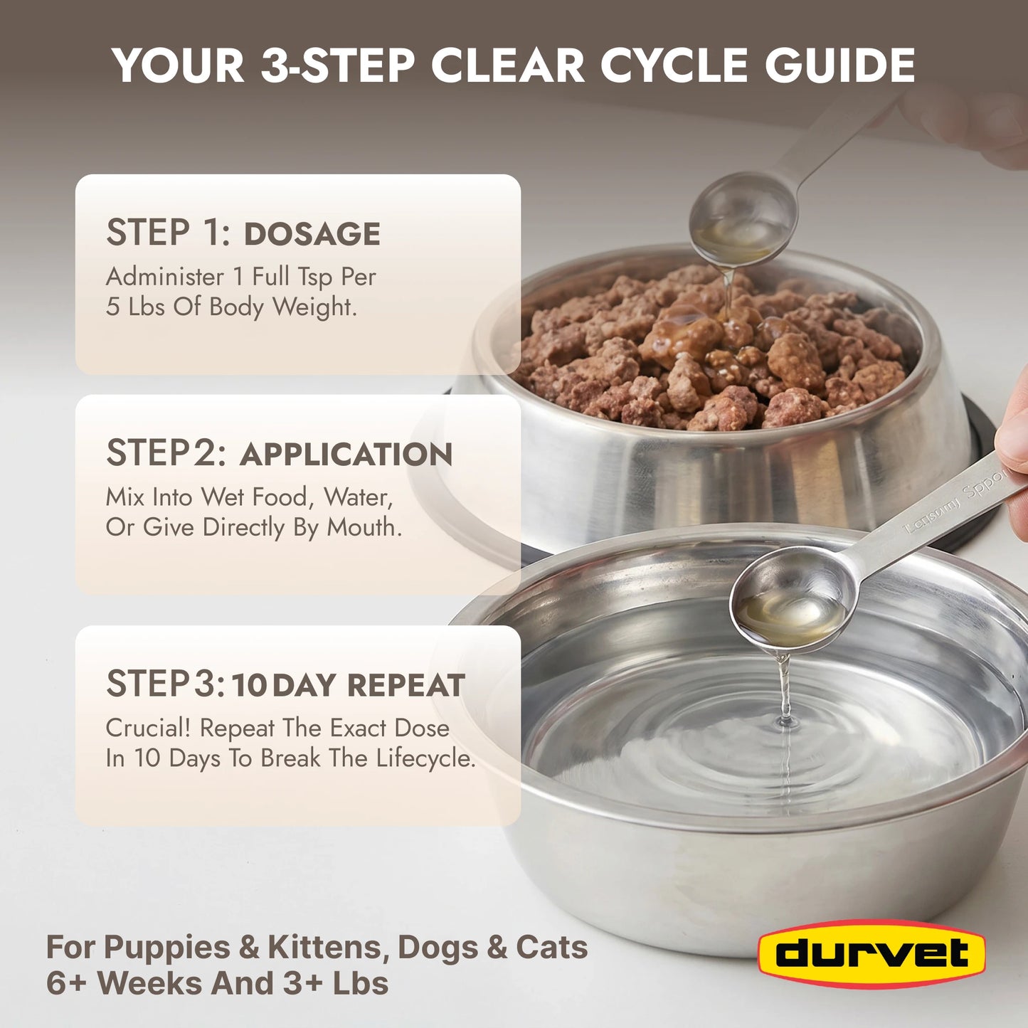 Durvet WormEze Liquid Pet Dewormer, Easy Roundworm Treatment for Dogs & Cats (8 oz)