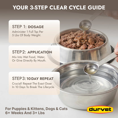 Durvet WormEze Liquid Pet Dewormer, Easy Roundworm Treatment for Dogs & Cats (8 oz)