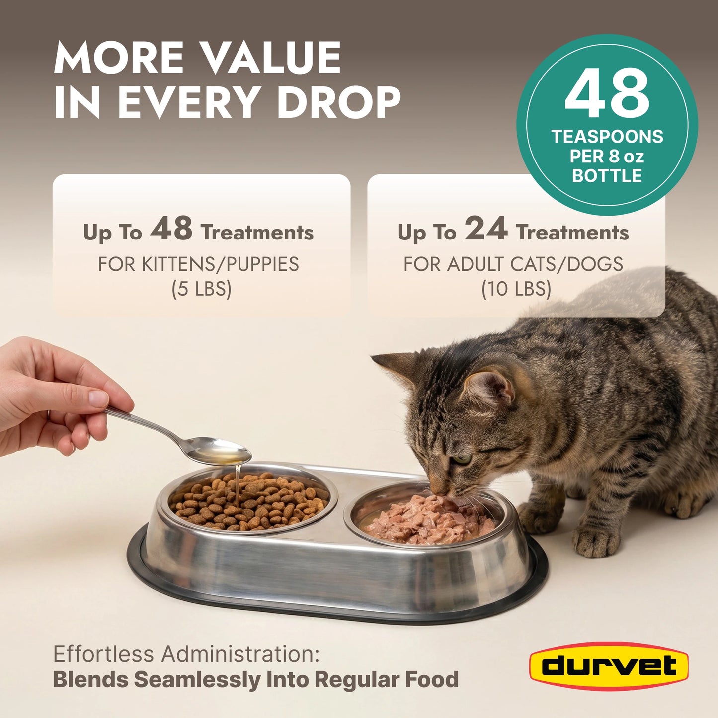 Durvet WormEze Liquid Pet Dewormer, Easy Roundworm Treatment for Dogs & Cats (8 oz)