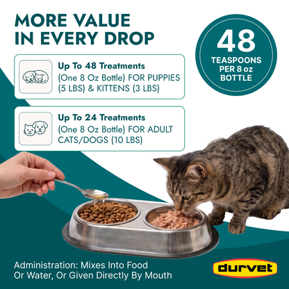 Durvet WormEze Liquid Canine & Feline Anthelmintic 3-Pack | 3 × 8 oz | Dog & Cat Roundworm Treatment