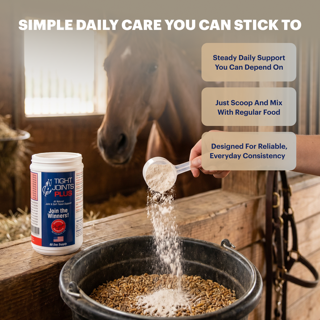 Tight Joints PLUS Horse Joint & Soft Tissue Supplement | Original Formula | Supports Joint Comfort & Mobility | Glucosamine, MSM, Turmeric | 2 LB (60-Day Supply)