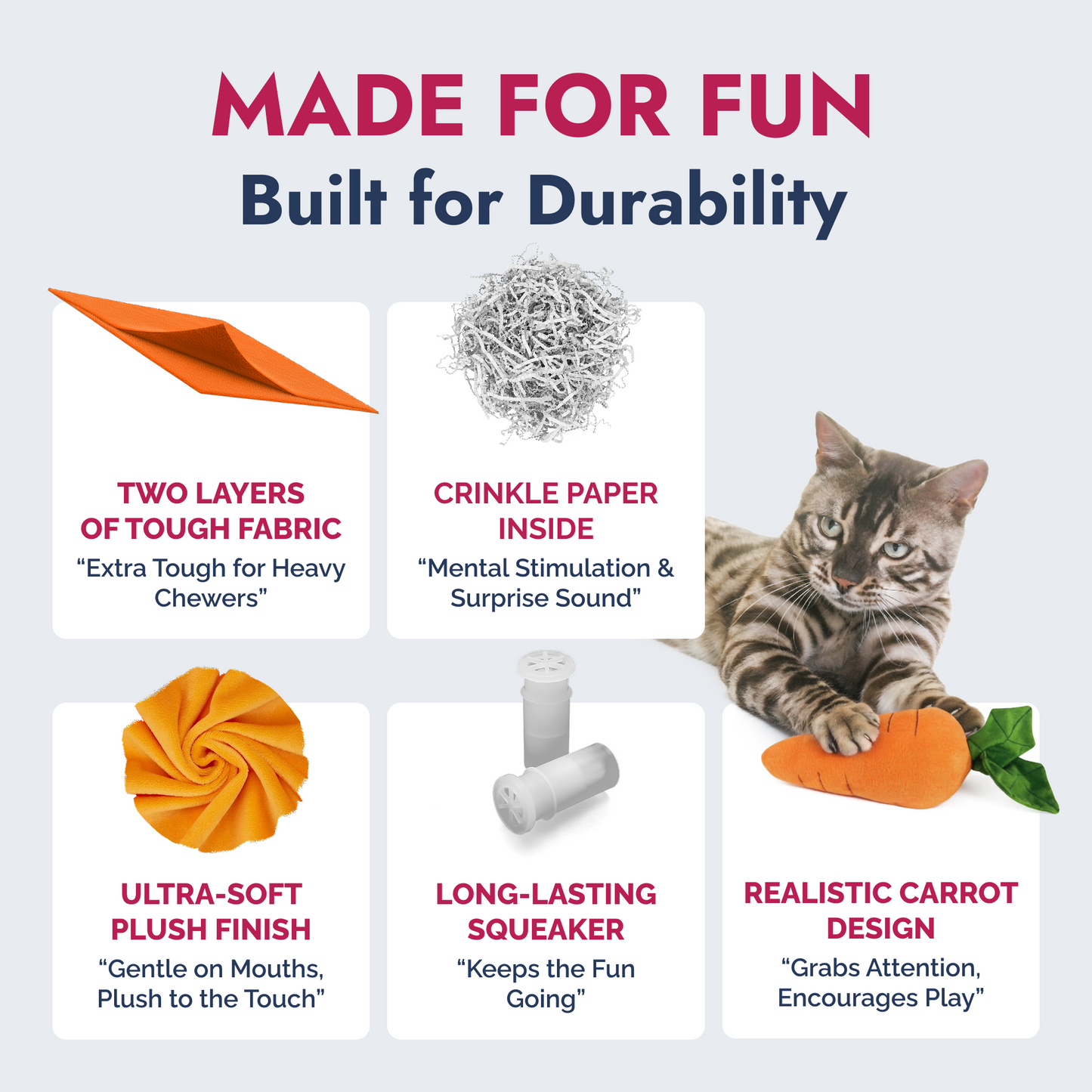 Dog playing with PetLou carrot plush squeaky dog toy