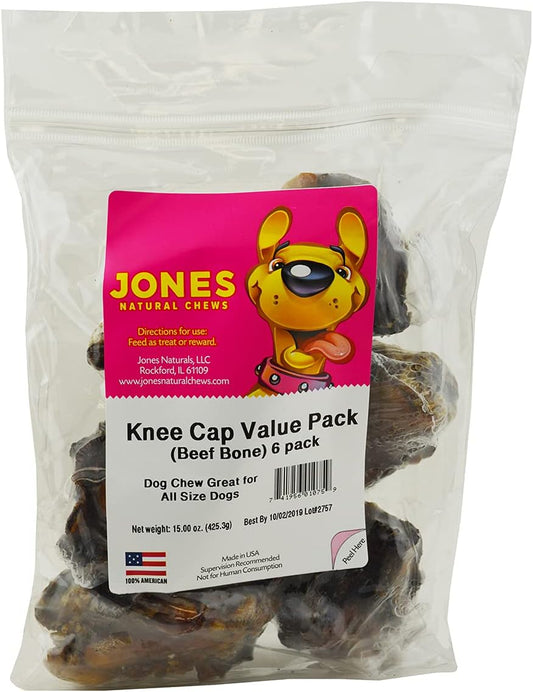 Jones beef knee caps dog chew 6 pack