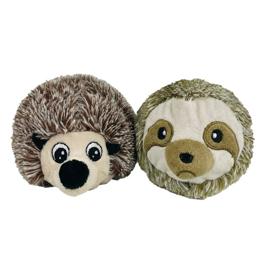PetLou EZ Squeaky Hedgehog & Sloth Twin Pack 4 Inch