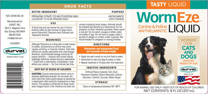 Durvet WormEze Liquid Canine & Feline Anthelmintic 3-Pack | 3 × 8 oz | Dog & Cat Roundworm Treatment