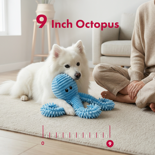 PetLou Blue Bay Octopus Plush Dog Toy 9 Inch