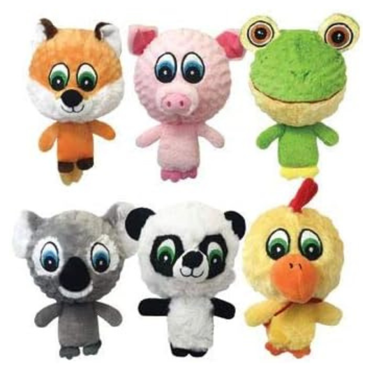 Multipet Knobby Noggins Plush Dog Toy 4 inch Pack of 6
