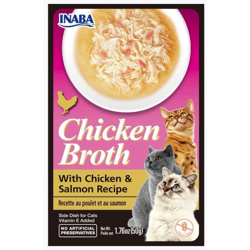 Inaba Chicken Broth with Chicken and Salmon Recipe Side Dish for Cats-Cat-Inaba-1.76 oz-