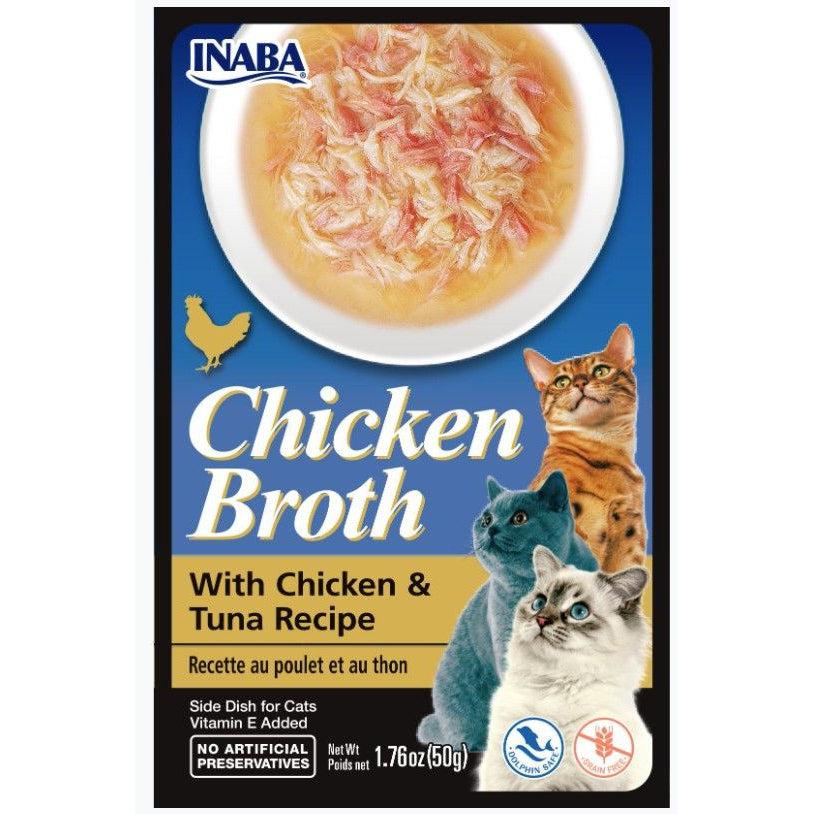 Inaba Chicken Broth with Chicken and Tuna Recipe Side Dish for Cats-Cat-Inaba-1.76 oz-