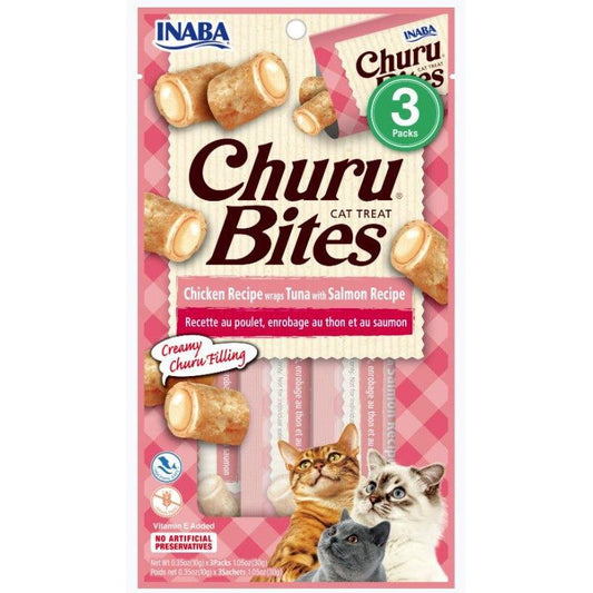 Inaba Churu Bites Cat Treat Chicken Recipe wraps Tuna with Salmon Recipe-Cat-Inaba-3 count-