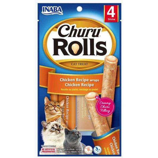 Inaba Churu Rolls Cat Treat Chicken Recipe wraps Chicken Recipe-Cat-Inaba-4 count-