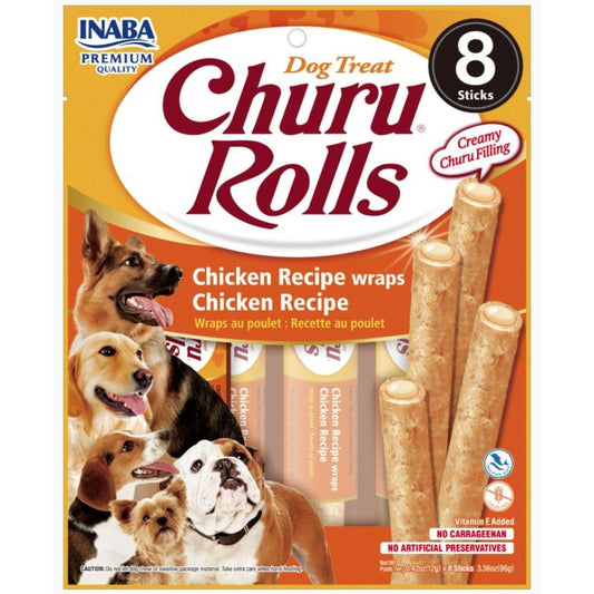 Inaba Churu Rolls Dog Treat Chicken Recipe wraps Chicken Recipe-Dog-Inaba-8 count-