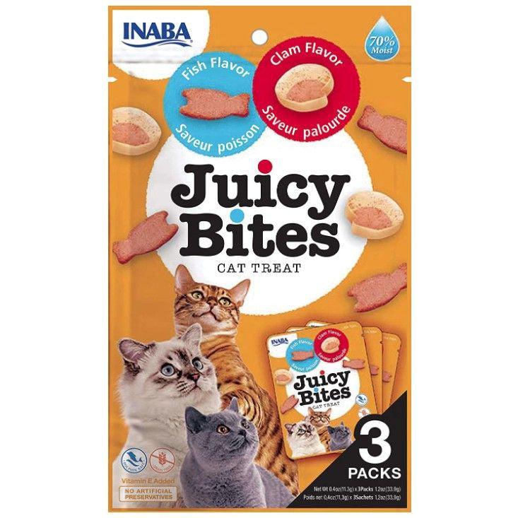 Inaba Juicy Bites Cat Treat Fish and Clam Flavor-Cat-Inaba-3 count-