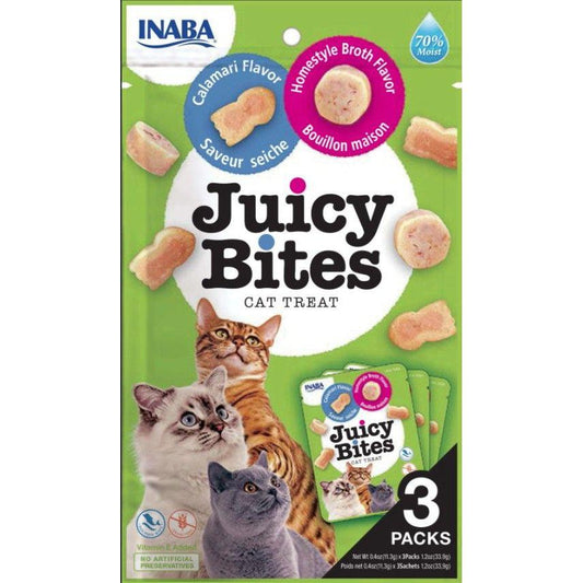 Inaba Juicy Bites Cat Treat Homestyle Broth and Calamari Flavor-Cat-Inaba-3 count-