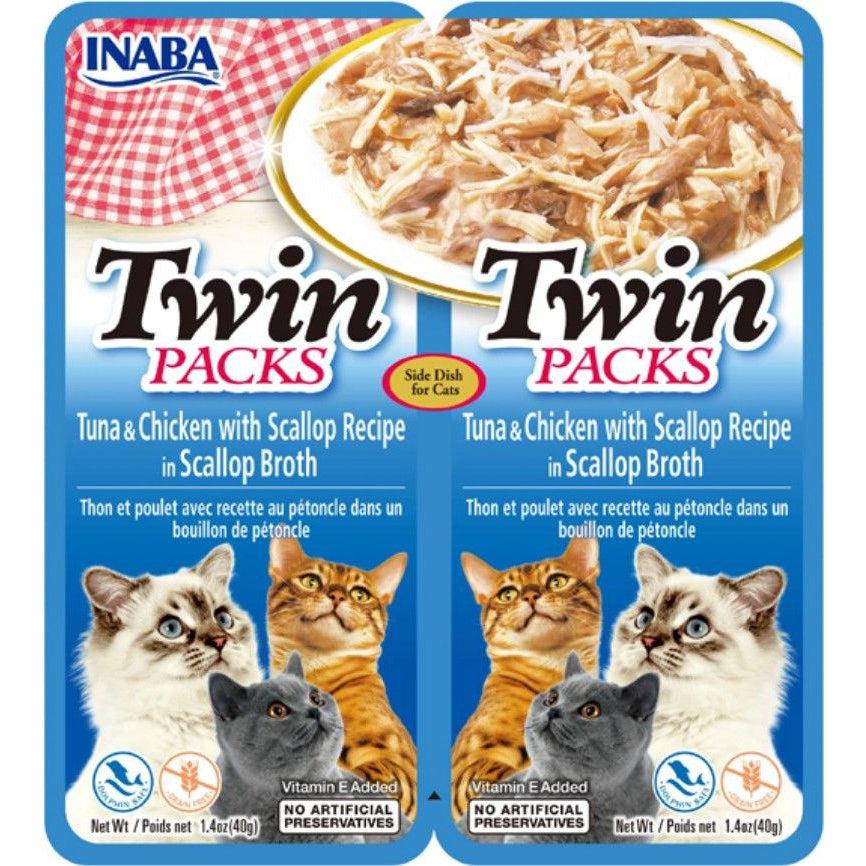 Inaba Twin Packs Tuna and Chicken with Scallop Recipe in Scallop Broth Side Dish for Cats-Cat-Inaba-2 count-