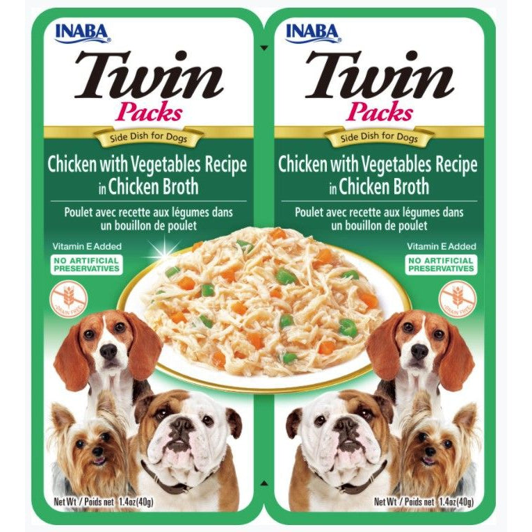 Inaba Twin Packs Tuna and Chicken with Vegetables Recipe in Chicken Broth Side Dish for Dogs-Dog-Inaba-2 count-