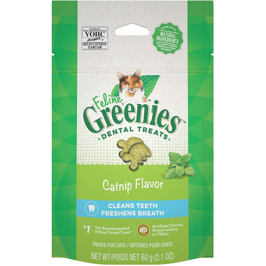 Greenies Feline Natural Dental Treats Catnip Flavor-Cat-Greenies-2.1 oz-