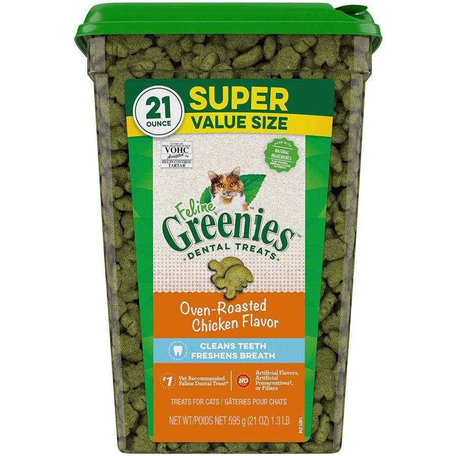 Greenies Feline Natural Dental Treats Oven Roasted Chicken Flavor-Cat-Greenies-21 oz-