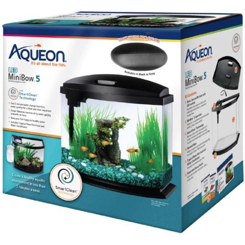 Aqueon LED MiniBow 5 SmartClean Aquarium Kit Gray-Fish-Aqueon-5 gallon-