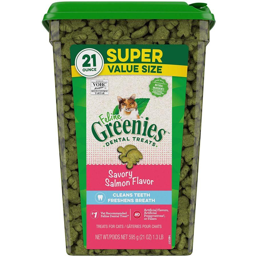 Greenies Feline Natural Dental Treats Tempting Salmon Flavor-Cat-Greenies-21 oz-