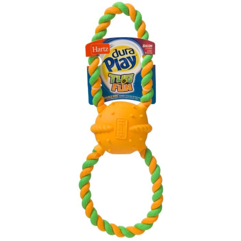 Hartz Dura Play Bacon Scented Tug of Fun Double Ring Dog Toy-Animals & Pet Supplies-BimBimPet-