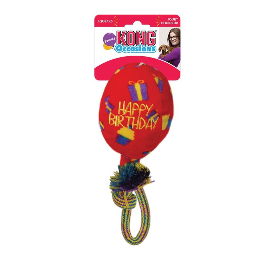 KONG Occasions Red Birthday Balloon Dog Toy-Dog-KONG-Large 1 count-