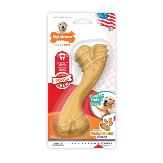 Nylabone Essentials Power Chew Curvy Bone Peanut Butter Flavor Large-Dog-Nylabone-1 count-